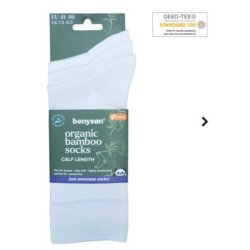 Hvide bambus strmper 3 pak