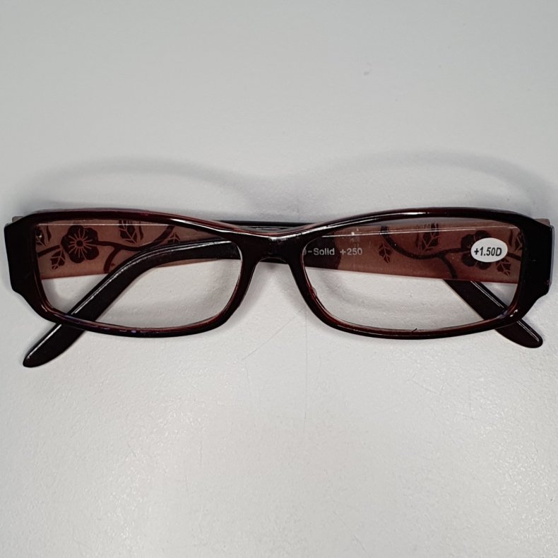 Lsebrille brun med mnster +1.5